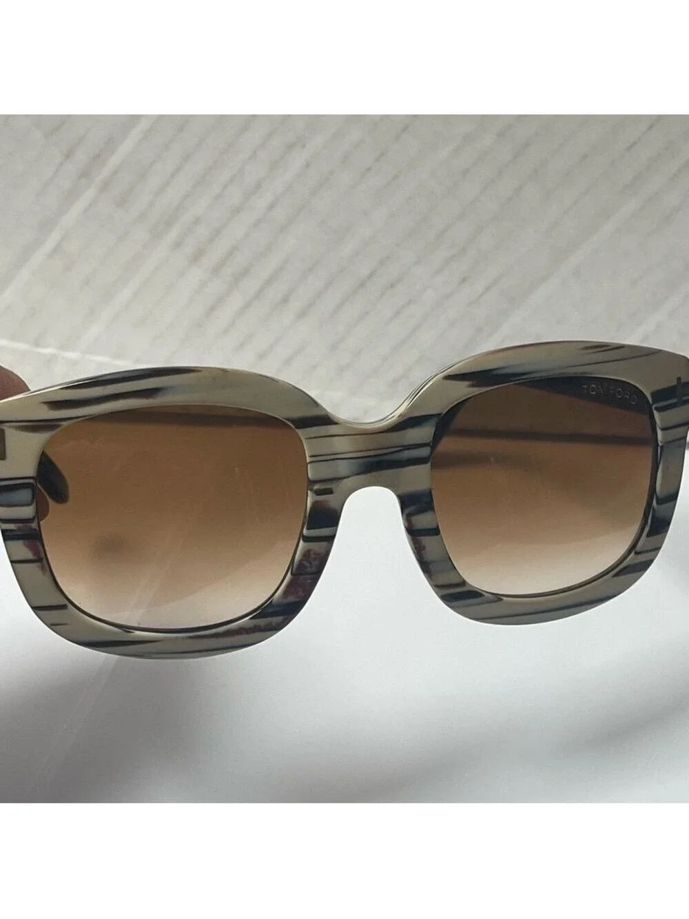 Tom Ford CHRISTOPHE Sunglasses Ivory Black Frame Brown Lens FT279 25F 53-23 140